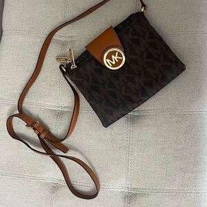 Michael Kors Black and Tan Crossbody Bag